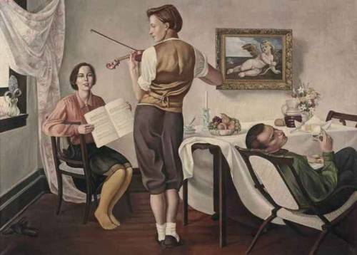 A musical moment (1930s). Gregorio Sciltian (Italian-Armenian, 1900-1985). Oil on canvas. In the 193