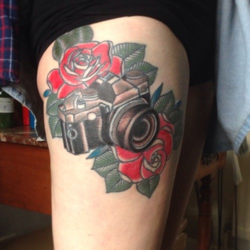 Finally finished! #camera #tattoo @garethmillertattoo ❤️ thanks!