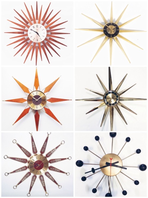 atomic-chronoscaph:1960s-1970s Starburst Clocks 