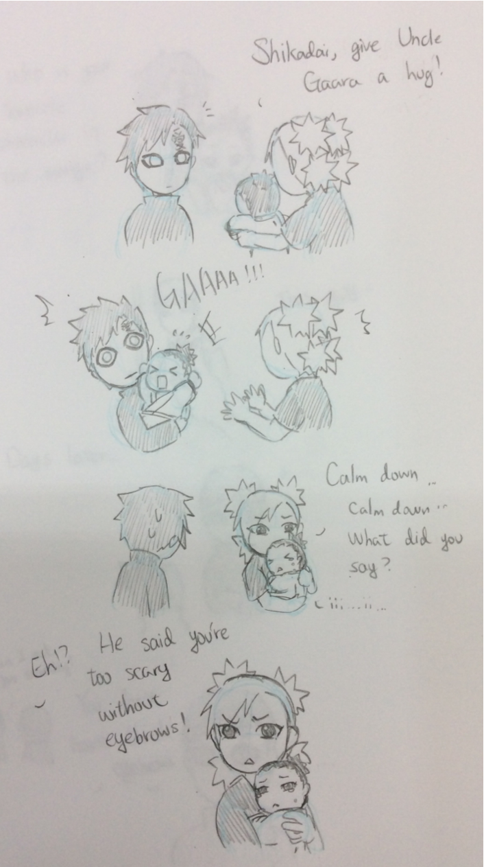 synthiachen1995:  synthiachen1995:  Gaara and Shikadai   Shikadai’s cuteness overload