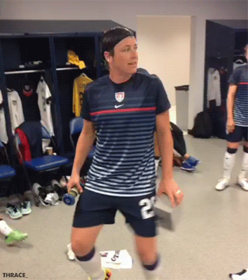 tobin-heath-swag:  tpinoe:   (x)  god i honestly dont see why everyone doesnt love them  Also Alex morgans little dance is absolutely adorable   