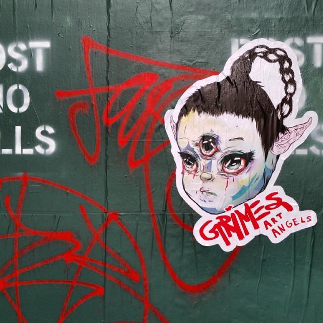 grinszs:  loveyouclaire:  Art Angels stickers are appearing around New York City