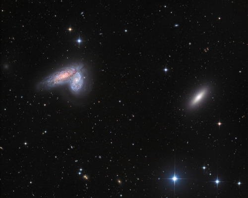 Twin Galaxies in VirgoSpiral galaxy pair NGC 4567 and NGC 4568 share this sharp cosmic vista with lo