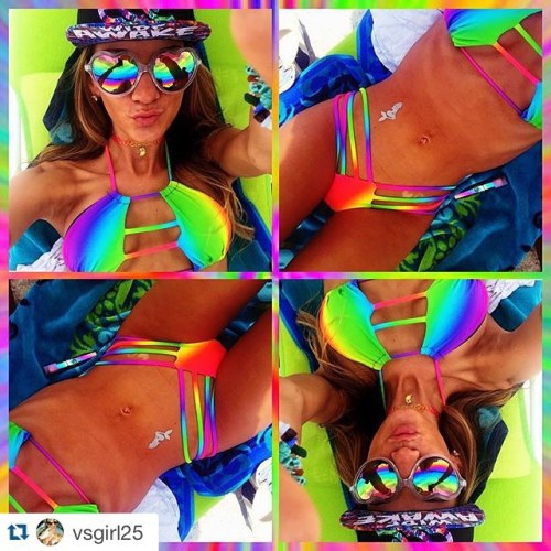 “Neon” rainbow on @vsgirl25 Tag our Instagram or hashtag #colorsoftheskybikinis in your 