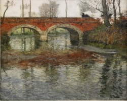 arsvitaest:  Frits Thaulow (1847–1906),  French River Landscape with a Stone Bridge Thanks to laclefdescoeurs 