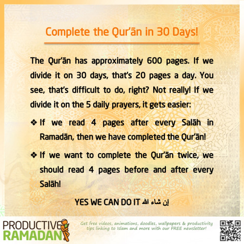 productivemuslim: Complete the blessed Quran in the blessed month of Ramadan!“Jibrael (Gabriel) used