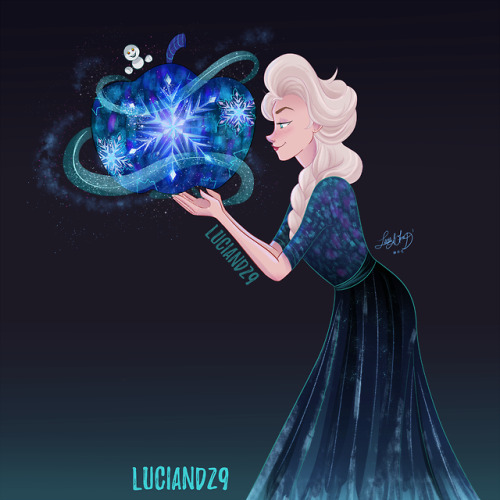  Halloween Elsa! And frozen pumpkin? It’s so fun to draw her! 