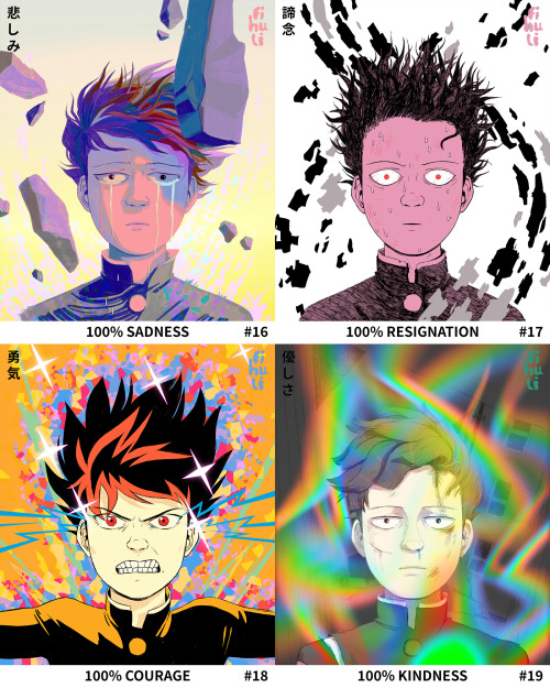 zivazivc: MOB PSYCHO 100 EXPLOSION SERIES A series of portraits of all of the explosions from Mob Ps