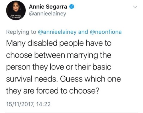 science-sexual:  thefibrodiaries:  As disabled members of the lgbt community we should be celebrating marriage equality, right? but unfortunately us disabled people who rely on government support to survive risk losing everything and becoming totally