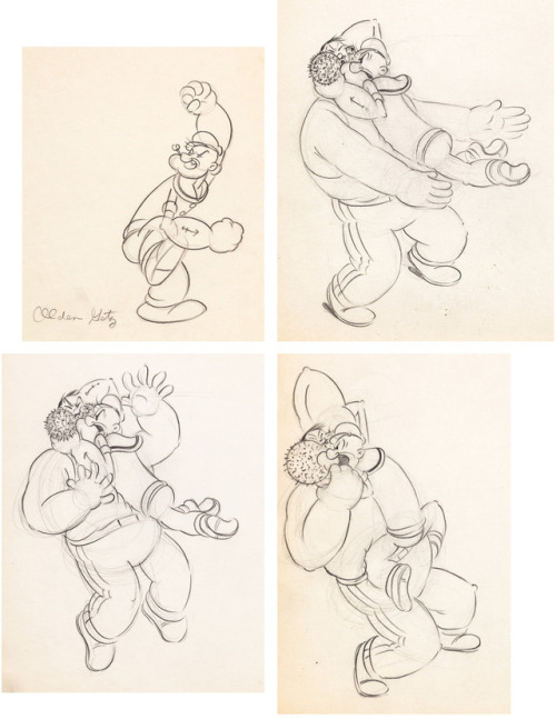 Popeye animation drawings from the Fleischer era (1930s).