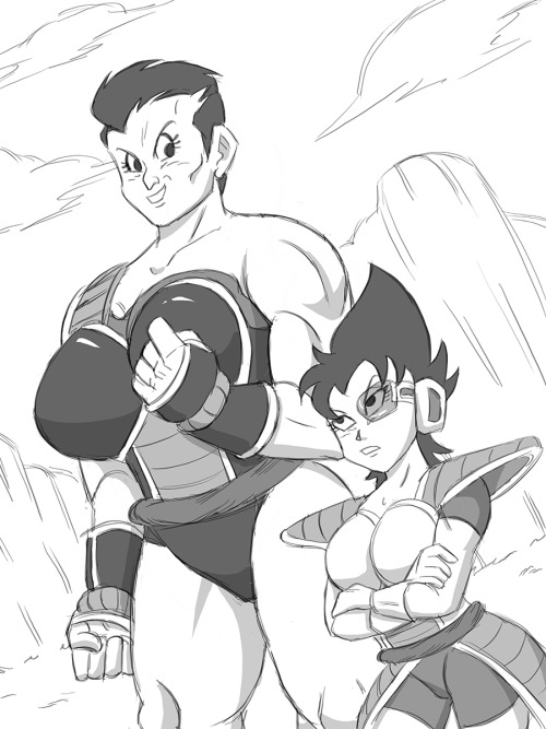   Anonymous said toÂ funsexydragonball:  What would Girlgeta look like in Saiyan armor? Also would she have a partner named Nappila(female Nappa)? I envision her as a tall amazoness-esqe lady XD. What do you think?  Heck yeah she would be! She would also
