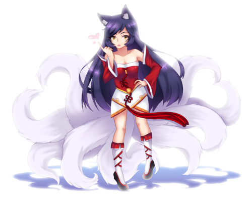 dahsofas:    League of Legend fan art. I really loves playing this champion but at the same time I suck so bad that the game makes me sad, I’m only a level 18 vsing against level 30s ;_; .    Very pretty! ! <3 Ahri