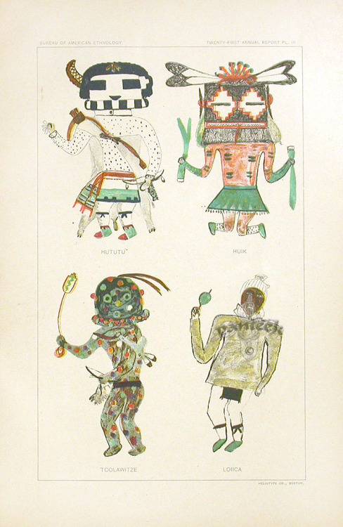 Hopi Kachinas By Native Artists. Bureau of American Ethnology, 1900 -Hututu, Huik, Tcolawitze, Loiic