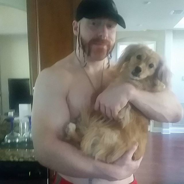 loving-wwe:  When your neighbor falls in love with your dog! #wwewrestler #wwe #sheamus