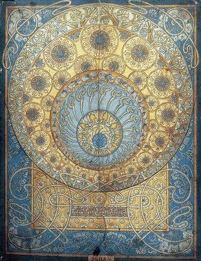 Mucha Sketch for the Ginzkey carpet. Art Nouveau