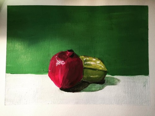 Pomegranate and star fruit .#pomegranate #starfruit #fruit #art #painting #acrylicpainting #acrylic 