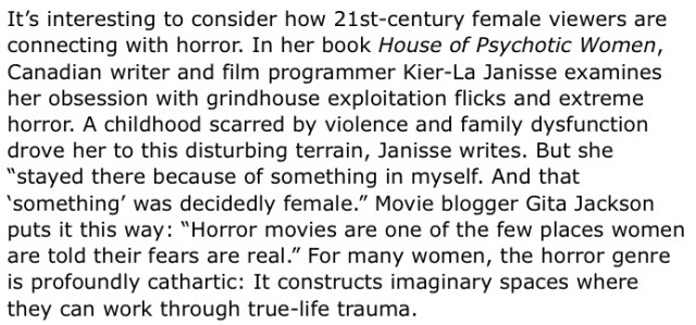 gorgonapologist:  &ldquo;[&hellip;] women have an affinity for horror, they