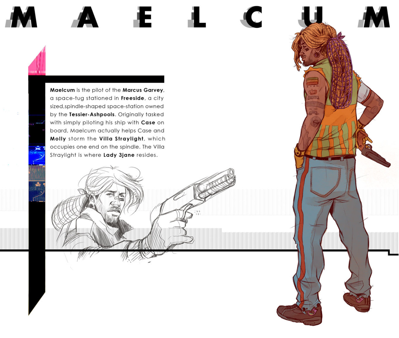 nathanandersonart:  Concepts of the main and major supporting characters of Neuromancer.