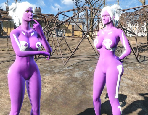 bewbchan:  monkeyman1110:  Decided to skin my Fallout 4 character based off of @bewbchan ’s Zeezee.  She’s just so damn cute! With those yellow eyes, white hair, and no-shits-given attitude!   HOLY MOO! this looks so crazy! Thanks for doing this!