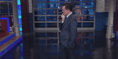 elphabaforpresidentofgallifrey:tvwatercooler:Stephen Colbert reacts to #GiveCaptainAmericaABoyfriend
