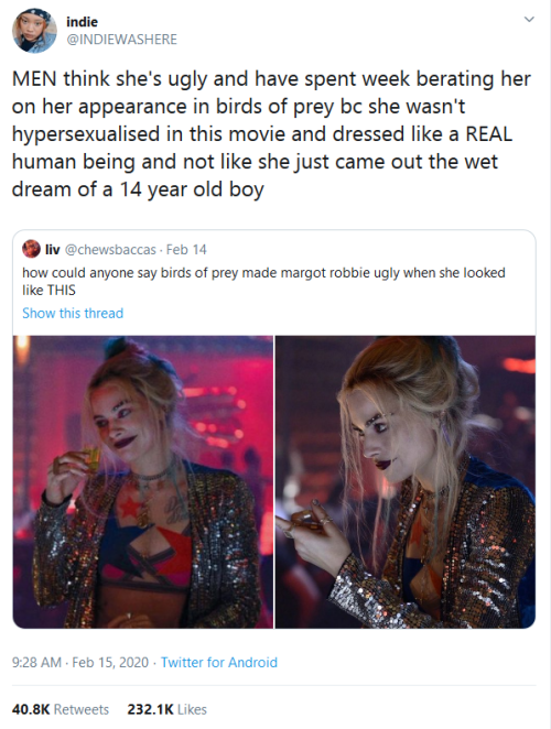 gahdamnpunk:  Harley Quinn got out of an abusive relationship, is looking better than ever and would break those men’s knees if they tried to breathe in her direction