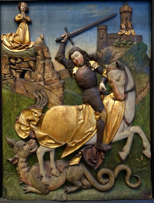 Saint George Slaying the Dragon (limewood and polychromy), unknown German artist, ca. 1480 (original