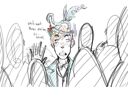 Sketch of the Day: Newt Scamander, Occamy, &amp; everyone elseA mischievous Occamy holds a bow o