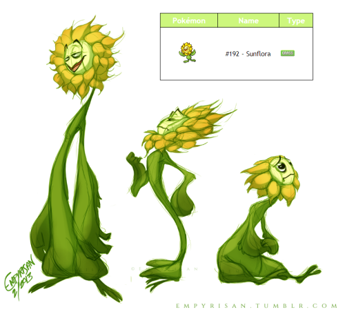 empyrisan:  I tried out this challenge! I got Sunflora, and while they’re not one of my favorites, I don’t think they get nearly enough fanart! Stoner Sunflora, Pretentious Bastard Sunflora, and Sad, Fat Sunflora! I might do more later, these are