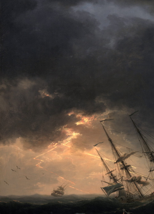 faustyflakes:Shipwreck in a Thunderstorm, Claude-Joseph Vernet, 1770. Detail.