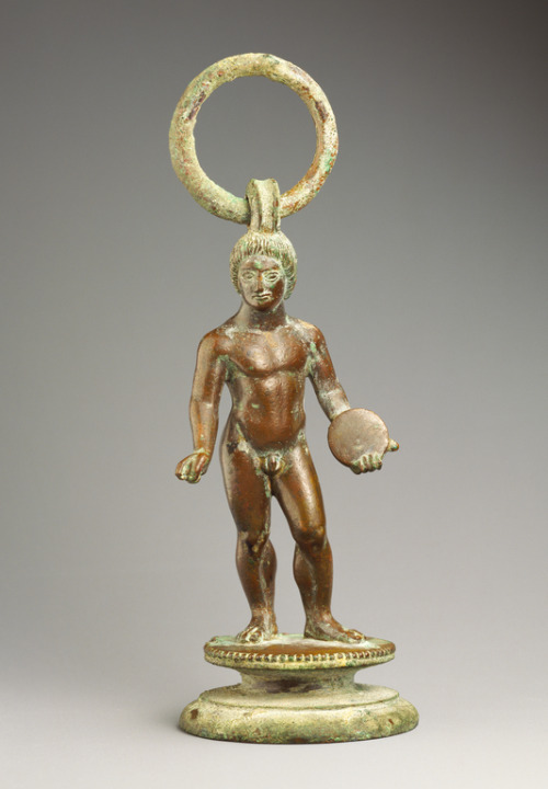 theancientwayoflife:~Stand Attachment in the form of a Statuette of a Youth Carrying a Discus.Artist