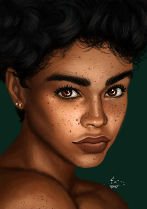 fyblackwomenart:  Beauty in Brown skin (speedpaint) by MichelleHermes 