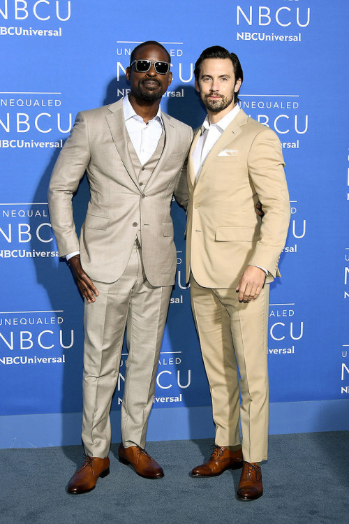 Sterling K. Brown and Milo Ventimiglia attend the 2017 NBCUniversal Upfront at Radio City Music Hall