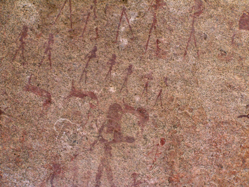 Prehistoric paintings in Phillipp&rsquo;s Cave, Usakos, Namibia. Stone tools found in this site have