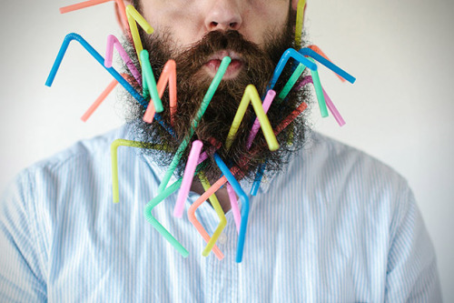 brain-food:  Photographer Stacy Thiot’s Tumblr project, Will It Beard, involves her husband’s beard and sticking as many unusual things as she can find in the thick thicket of facial hair—and then taking photographs of it. 