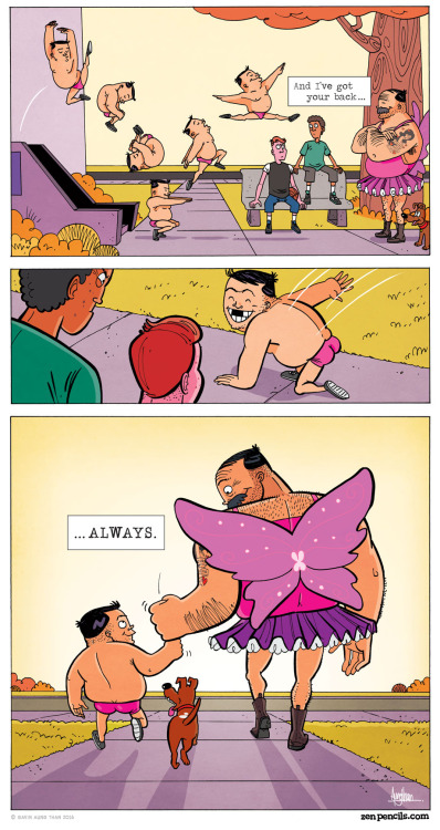 ironbite4:  zenpencils:  US AGAINST THE WORLD by Gavin Aung Than This is the third appearance of the Ballet Boy and his father. You can read PART 1 and PART 2.  I love this so much. 