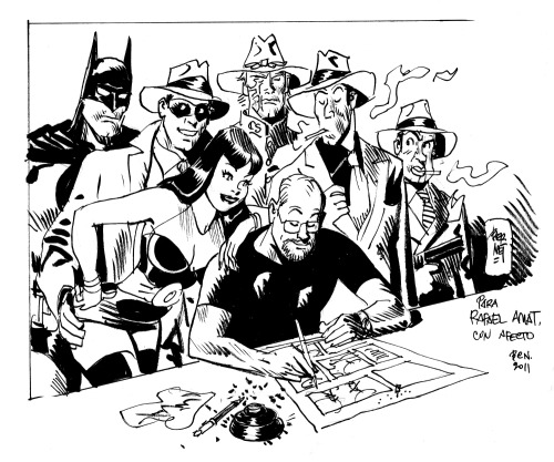 spaceshiprocket:  Comic book artists self portraits: - Neal Adams - Jordi Bernet - John Buscema - Sal Buscema - Gene Colan - Will Eisner - Jack Kirby - Joe Kubert - John Romita Sr.  - Alex Toth 