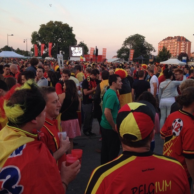 USA vs Belgium. Tim Howard Vs the world. Only Americans in a sea of Belgium fans.