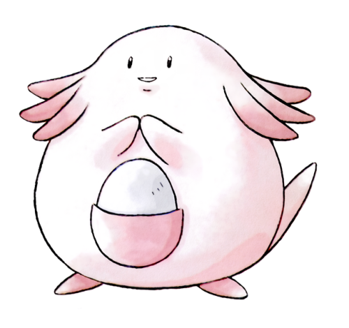 hirespokemon:  circa 1995, Chansey RGBY official 1st set art by Ken Sugimori.