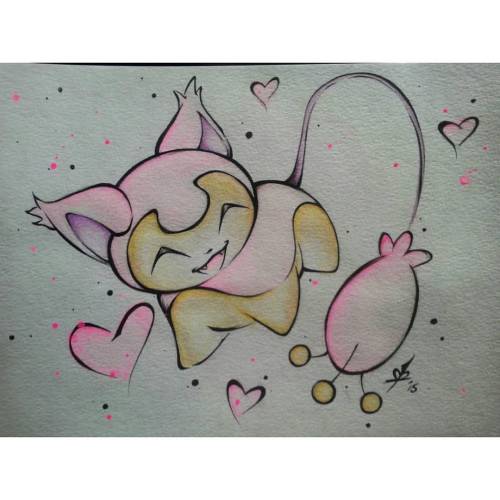 Hello Skitty ♡ UV Kryolan, watercolor, and ink on 12"x9" watercolor flat FOR SALE @ OhMyMo