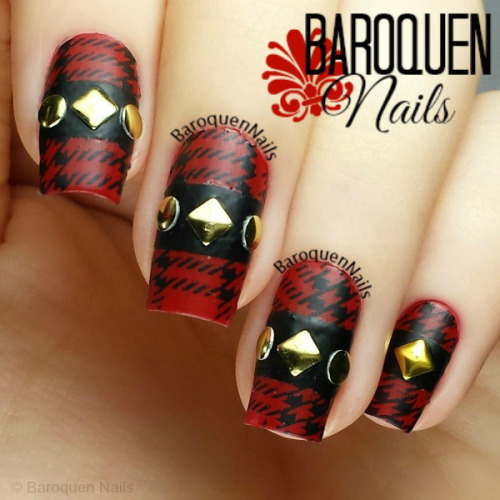baroquennails:  Nail Art - Plaid Please Colors used: Kleancolor - Blood Kleancolor - Black Wet n Wil