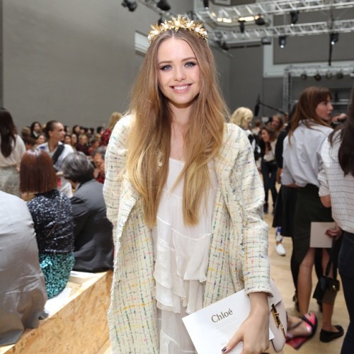 Our sweet and gorgeous friend @kristina_bazan at @chloe show. Photo by @maximsap #fashiontomax