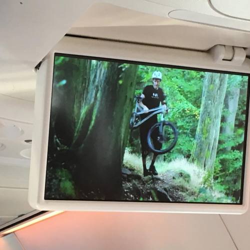 How Apropos... #mountainbiking #mountainbike #mtb #inflightentertainment #travel
