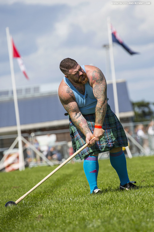 Scottish hammer throw at the North Berwick Highland Games.