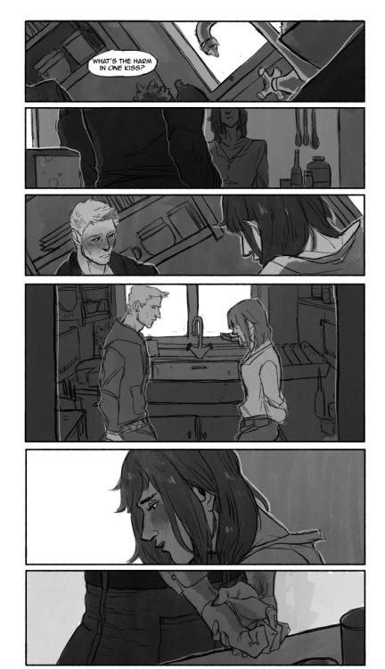 eeveevie:  I commissioned siriusdraws to take the BIG DAMN KISS scene I wrote for The Way You Make Me Feel and adapt it into a comic. Word can’t express how happy and pleased and overall screaming fangirl I am about all this–I hope you enjoy it