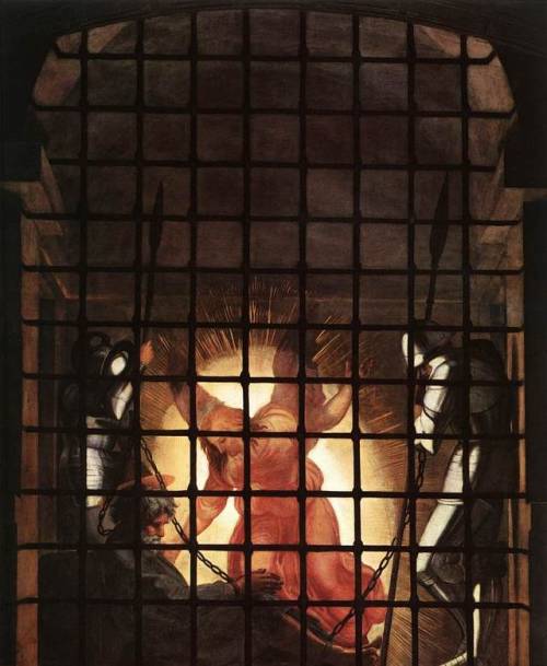 artist-raphael: The Liberation of St. Peter, in the Stanza D'Eliodoro, Raphael Medium: fresco