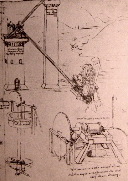 Drawings of machines, 1500, Leonardo Da VinciMedium: ink,paper