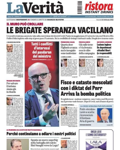 Buongiorno, ecco #LaVeritàdioggi
Il muro può crollare
Le brigate Speranza vacillano
L’esecutivo tentenna ancora in Aula sulla conversione dei decreti Covid. Panico in maggioranza: il Carroccio vota con Fdi ed ex M5s. Fallito il blitz leghista sullo...