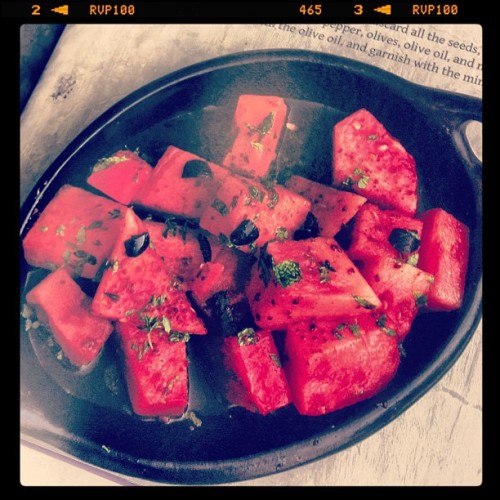 #spiced #watermelon #salad with #aleppo #pepper from @angeloasosa&rsquo;s #cookbook #flavorexposed. 