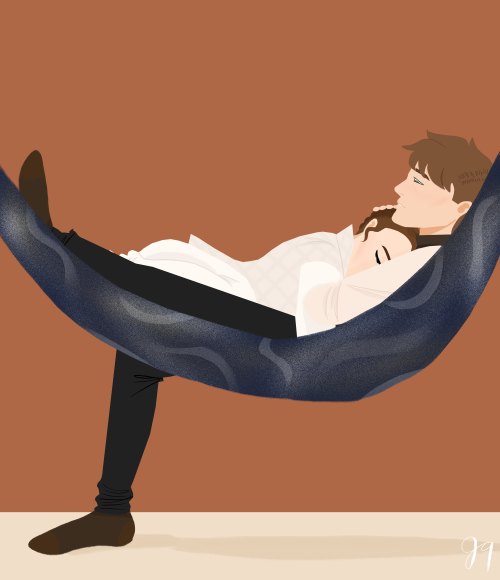 jusnine:smol leia sleeping on top of her tol laserbrain husband(patrons get a super special version 