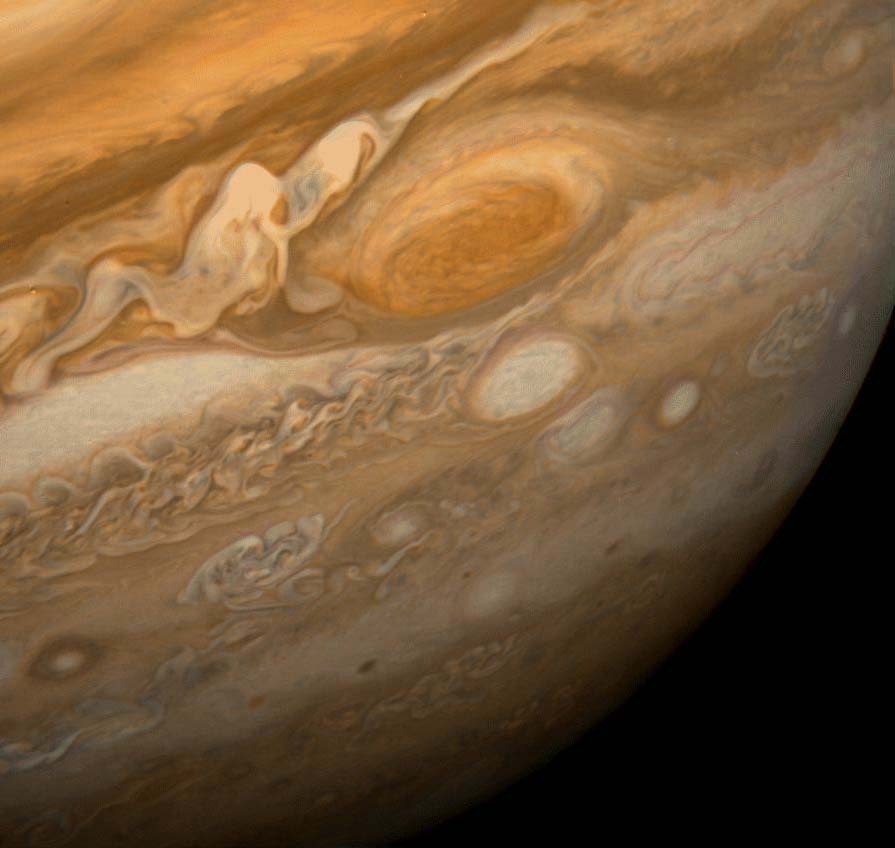 vintagefuturist:  This view of Jupiter’s Great Red Spot and its surroundings was